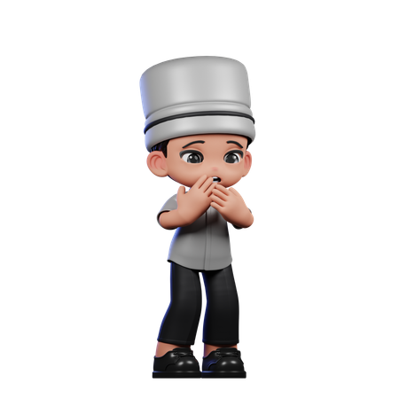 Chef fofo com medo  3D Illustration