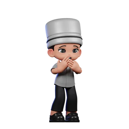 Chef fofo com medo  3D Illustration