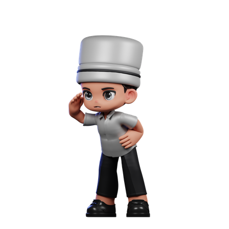 Chef fofo fazendo pose de aparência  3D Illustration