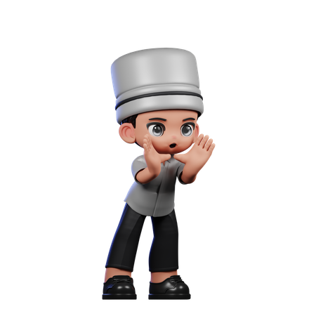 Chef fofo fazendo pose de grito  3D Illustration