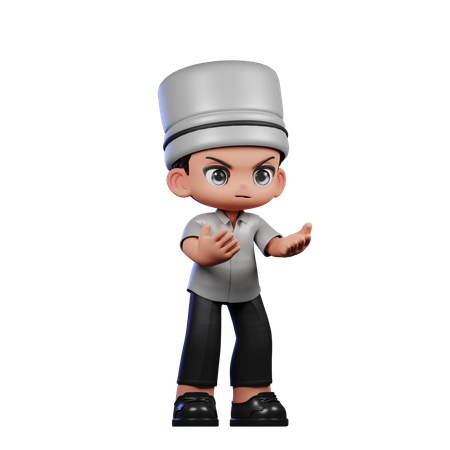 Chef fofo irritado  3D Illustration