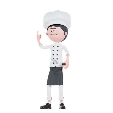 3 D Cartoon Chef Get An Idea 3D Illustration