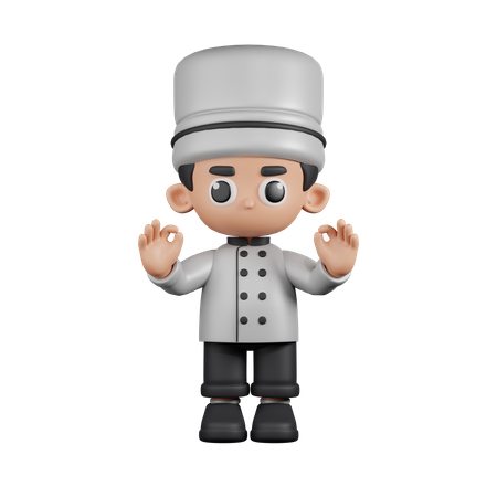 Chef Giving Ok Hand Gesture  3D Illustration