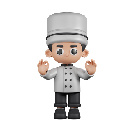 Chef Giving Ok Hand Gesture  3D Illustration