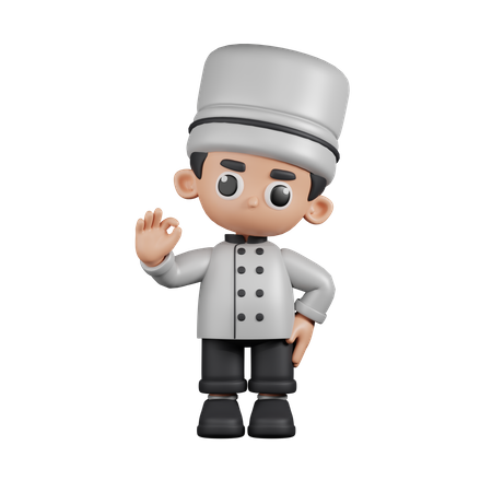 Chef Giving Ok Sign  3D Illustration