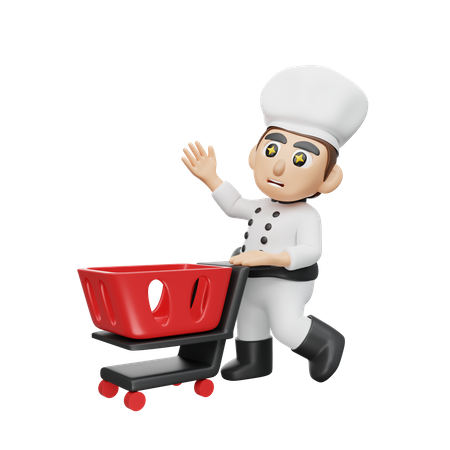Chef Going For Shopping  3D Illustration