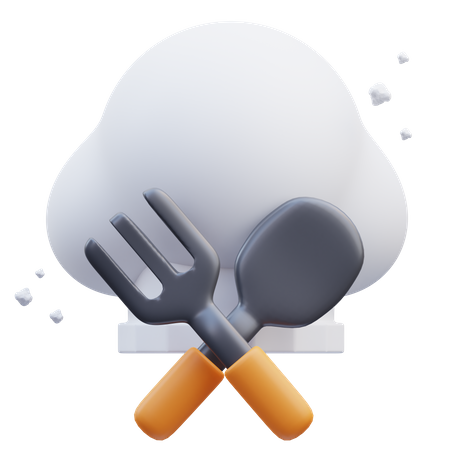 Chef Hat and cutlery  3D Icon