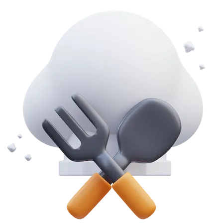 Chef Hat and cutlery  3D Icon
