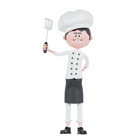 Chef Holding A Spatula  3D Icon