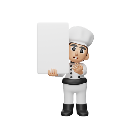 Chef holding blank space board  3D Icon