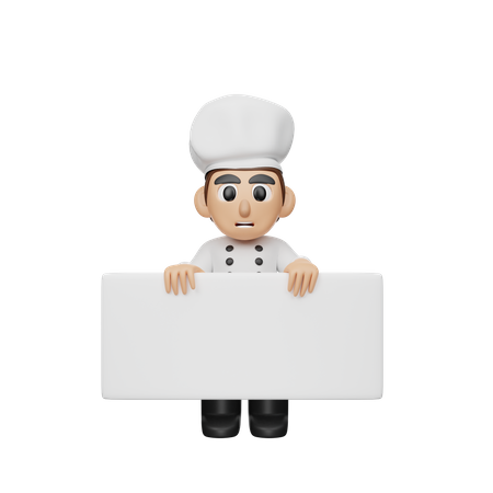 Chef Holding Board  3D Illustration