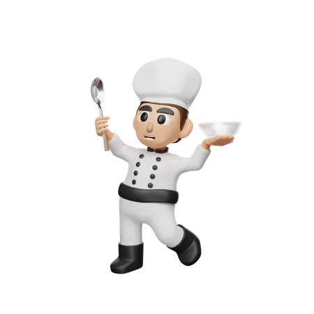 Chef Holding Bowl  3D Illustration