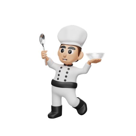 Chef Holding Bowl  3D Illustration