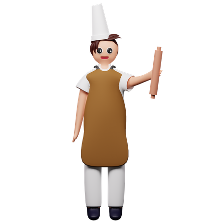 Chef holding bread grinder  3D Icon