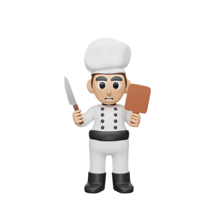 Chef Holding Chopping Tool  3D Icon