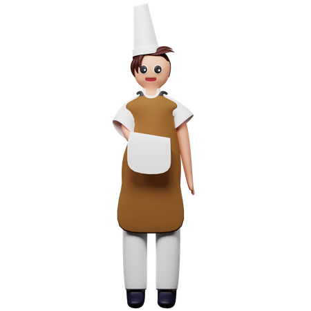 Chef holding cleaning cloth  3D Illustration