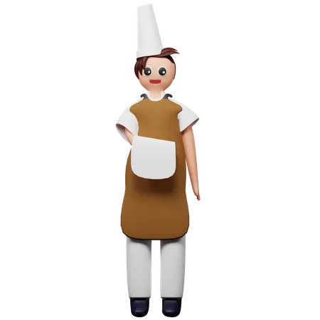 Chef holding cleaning cloth  3D Illustration