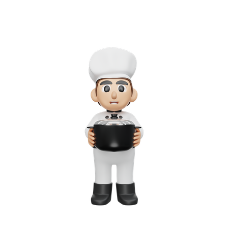 Chef Holding Cooker  3D Icon