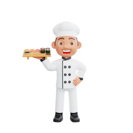Chef Holding Food Dish  3D Icon
