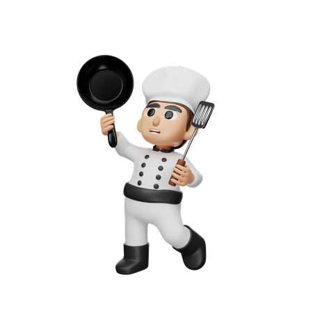 Chef Holding Kitchen Tool  3D Illustration