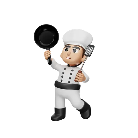 Chef Holding Kitchen Tool  3D Illustration