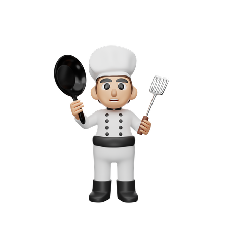 Chef Holding Kitchen Utensil  3D Icon