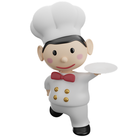 Chef Holding Plate  3D Illustration