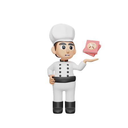 Chef Holding Recipe Book  3D Icon