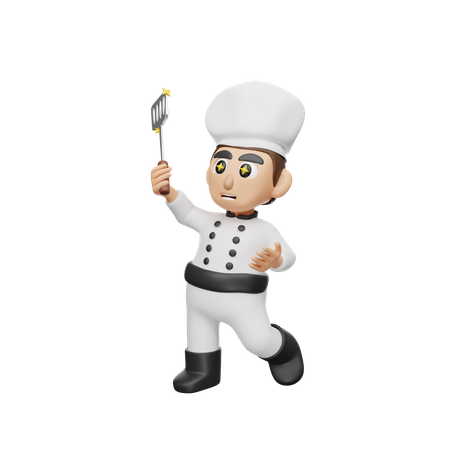 Chef Holding Spatula  3D Icon
