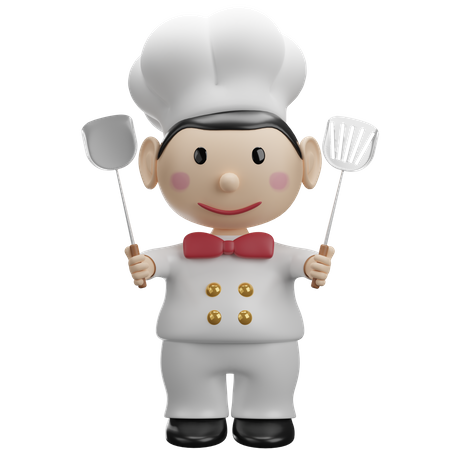 Chef tenant une spatule  3D Illustration