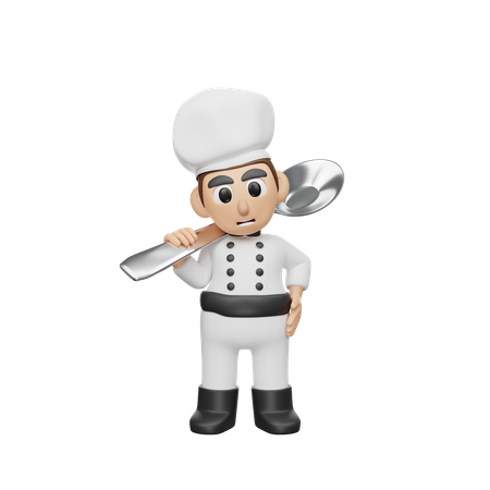Chef Holding Spoon  3D Icon