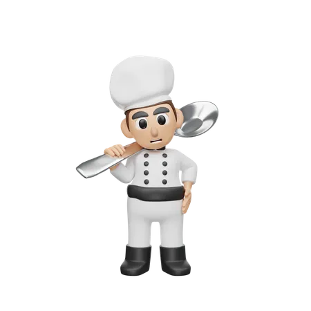 3 D Rendering Chef Character Illustration With Spoon 3D Illustration