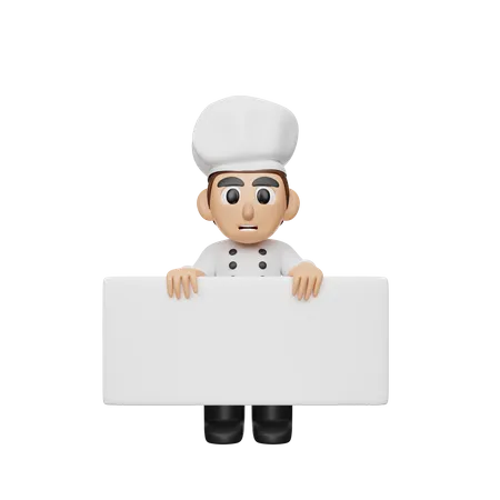 Chef sosteniendo tablero  3D Illustration