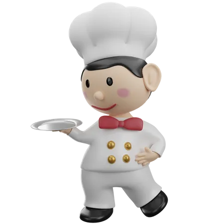 Chef Holding Tray 3 D Illustration 3D Illustration
