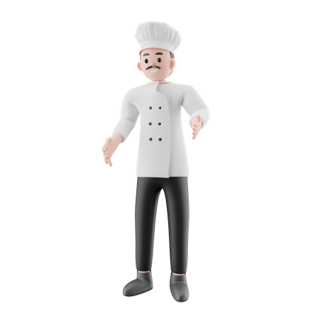 Chef masculino de pie  3D Illustration