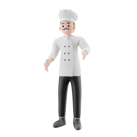 Chef masculino de pie  3D Illustration