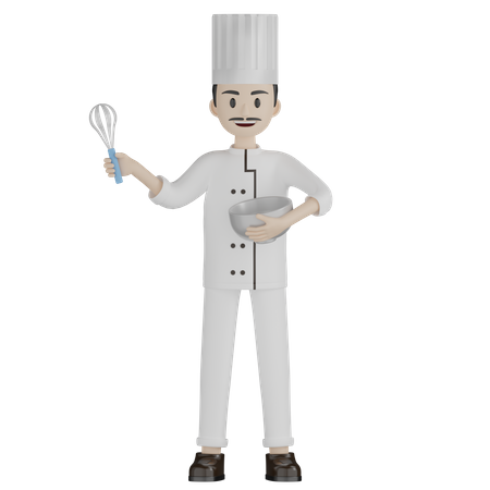 Chef masculino mexendo alguma coisa  3D Illustration