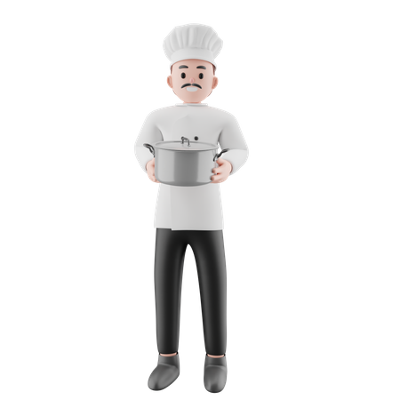 Chef masculino pronto para servir comida  3D Illustration