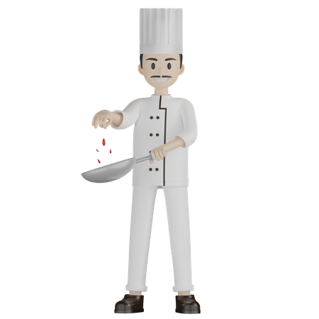 Chef masculino cozinhando algo  3D Illustration