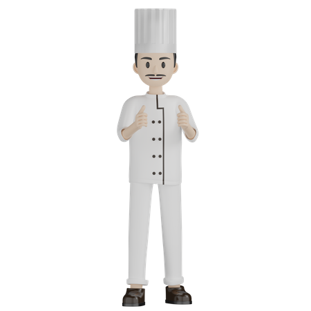 Chef masculino feliz dando sinal de positivo  3D Illustration