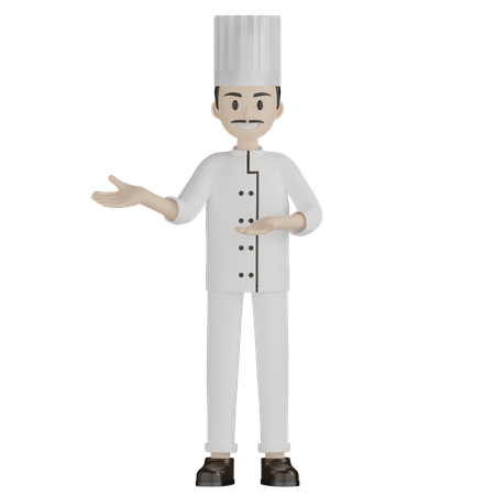 Chef masculino mostrando algo  3D Illustration