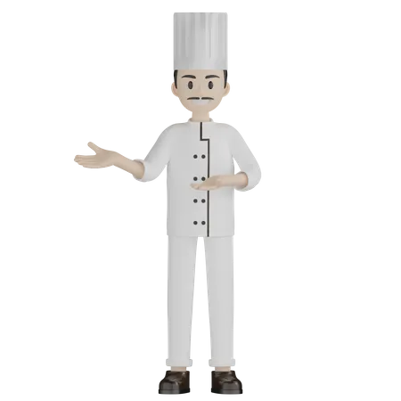 Chef masculino mostrando algo  3D Illustration