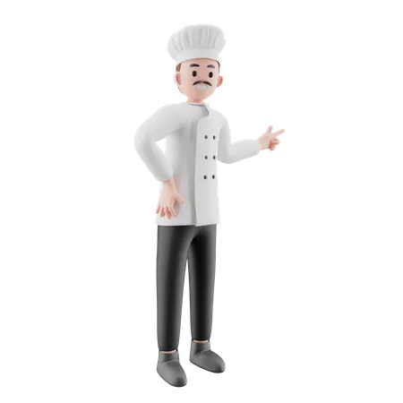 Chef masculino mostrando algo  3D Illustration