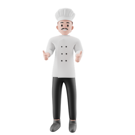 Chef masculin montrant les pouces vers le haut  3D Illustration