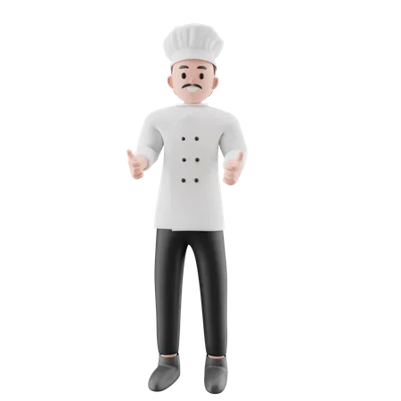 Chef masculin montrant les pouces vers le haut  3D Illustration