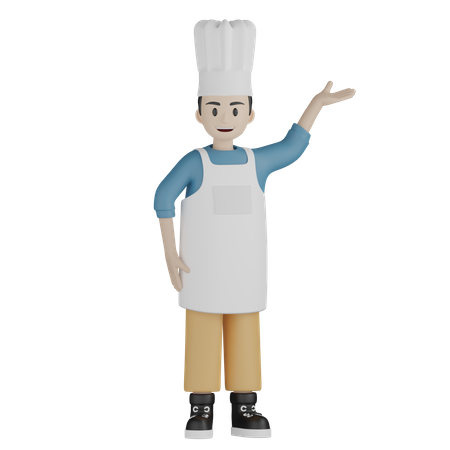 Chef masculin montrant quelque chose  3D Illustration