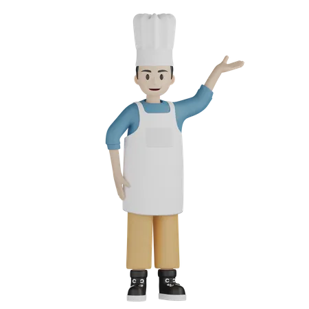 Chef masculin montrant quelque chose  3D Illustration