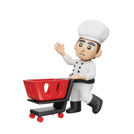 Chef indo às compras  3D Illustration