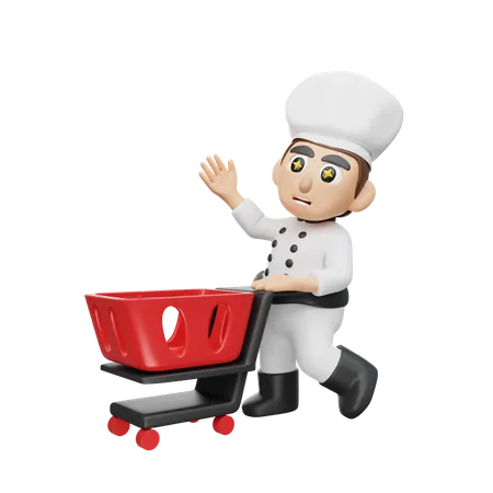 Chef indo às compras  3D Illustration