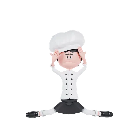 Chef Is Sitting And Confused  3D Illustration